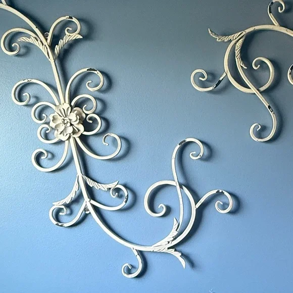 Elegant White Wall Scroll Decor 35” x 15” Cottagecore French Country Farmhouse - Picture 7 of 8